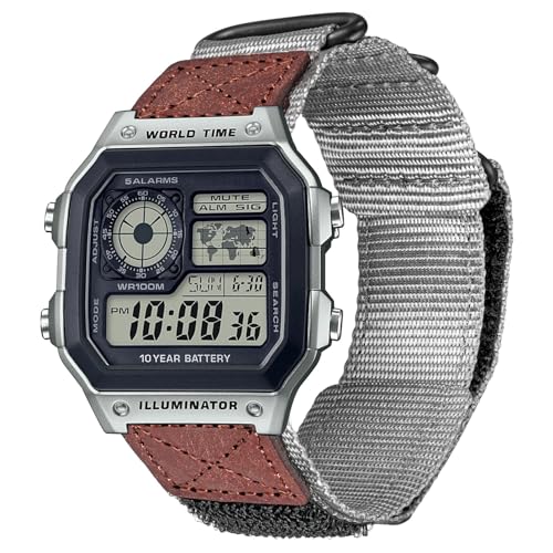 DAVILANE 18 mm Uhrenarmband für Casio AE-1000W AE-1200 AE-1300 AEQ-110W AQ-S800W MRW-200H MRW-S300 SGW-300H SGW-400H W-216H W-218H W-735H, robustes Nylon-Sportarmband, Grau/Braun, Modern DAVILANE 18 mm Uhrenarmband für Casio AE-1000W AE-1200 AE-1300 AEQ-110W AQ-S800W MRW-200H MRW-S300 SGW-300H SGW-400H W-216H W-218H W-735H, robustes Nylon-Sportarmband, Grau/Braun, Modern von DAVILANE