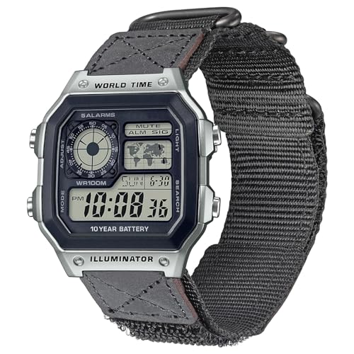 DAVILANE 18 mm Uhrenarmband für Casio AE-1000W AE-1200 AE-1300 AEQ-110W AQ-S800W MRW-200H MRW-S300 SGW-300H SGW-400H W-216H W-218H W-735H, robustes Nylon-Sportarmband, schwarz/blau, 10.4 inches von DAVILANE