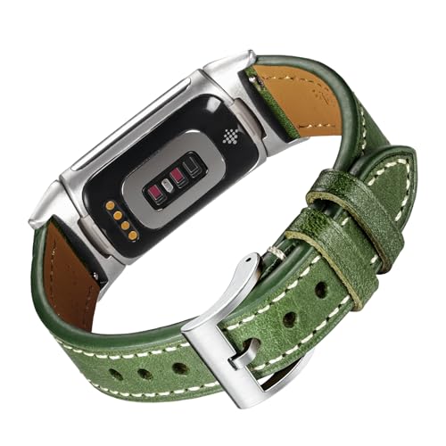 Kompatibel mit Fitbit Charge 5/Fitbit Charge 6 Bändern, Damen und Herren, weiches Rindsleder, Armbänder für Fitbit Charge 5/Charge 6 Advanced Fitness Tracker von DAVILANE