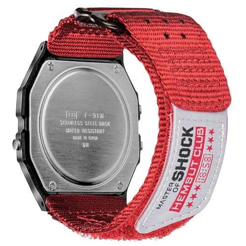 Uhrenarmband für Casio F-91W F-94W F-105W F-84W F-108WH W-218H W-S210 W-735H, robustes Nylon-Sport-Ersatzband, 18 mm von DAVILANE