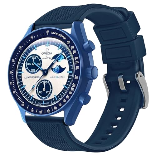 Uhrenarmband für Omega X Swatch MoonSwatch, 20 mm, Silikon-Uhrenarmband, kompatibel mit Omega X Swatch Moonswatch Speedmaster, Schnellverschluss-Gummi-Uhrenarmband für Herren und Damen, weicher Ersatz von DAVILANE