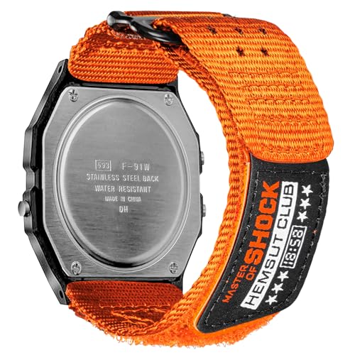 Uhrenarmband mit Klettverschluss für Casio F-91W W-59 W-215 W-216H W-217 W-218H W-219H W-S210 W-735H, robustes Nylon-Sport-Ersatzarmband, 18 mm Uhrenarmband mit Klettverschluss für Casio F-91W W-59 W-215 W-216H W-217 W-218H W-219H W-S210 W-735H, robustes Nylon-Sport-Ersatzarmband, 18 mm von DAVILANE