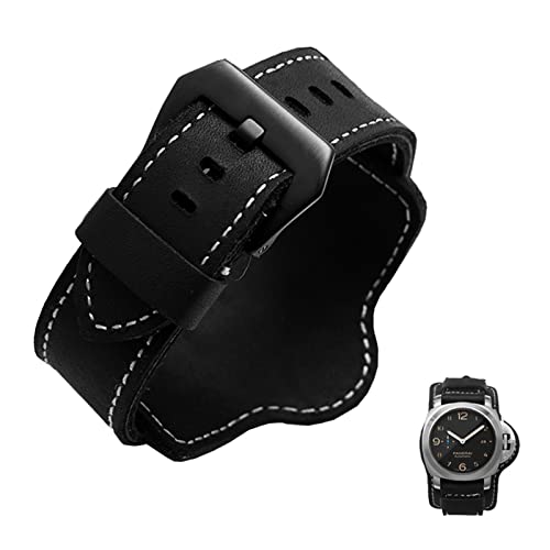 DAVNO Dickes Retro-Uhrenarmband aus echtem Leder für Panerai PAM380 111 351, Braun / Schwarz mit Matte 20 mm, 22 mm, 24 mm, 26 mm, 20 mm, Achat von DAVNO