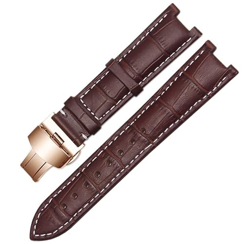 DAVNO Gnuine Lederarmband für GC-Armband, 22 x 13 mm, 20 x 11 mm, gekerbtes Armband mit Edelstahl-Schmetterlings-Schnalle, 20-11mm, Achat von DAVNO