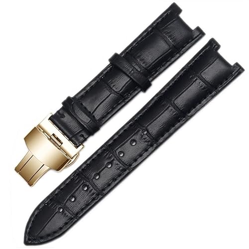 DAVNO Gnuine Lederarmband für GC-Armband, 22 x 13 mm, 20 x 11 mm, gekerbtes Armband mit Edelstahl-Schmetterlings-Schnalle, 22-13mm, Achat von DAVNO