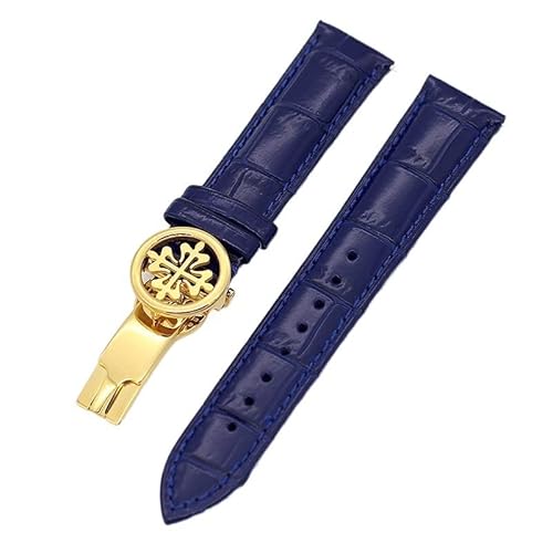 DAVNO Uhrenarmband aus echtem Leder, 19 mm, 20 mm, 22 mm, Uhrenarmband für Patek Philippe Wath Armbänder mit Edelstahl-Faltschließe, für Herren und Damen, 19 mm, Achat von DAVNO