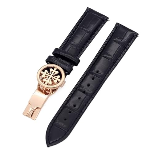 DAVNO Uhrenarmband aus echtem Leder, 19 mm, 20 mm, 22 mm, Uhrenarmband für Patek Philippe Wath Armbänder mit Edelstahl-Faltschließe, für Herren und Damen, 19 mm, Achat von DAVNO