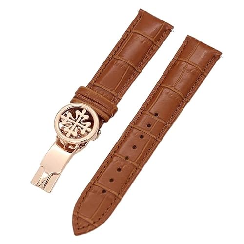 DAVNO Uhrenarmband aus echtem Leder, 19 mm, 20 mm, 22 mm, Uhrenarmband für Patek Philippe Wath Armbänder mit Edelstahl-Faltschließe, für Herren und Damen, 20 mm, Achat von DAVNO