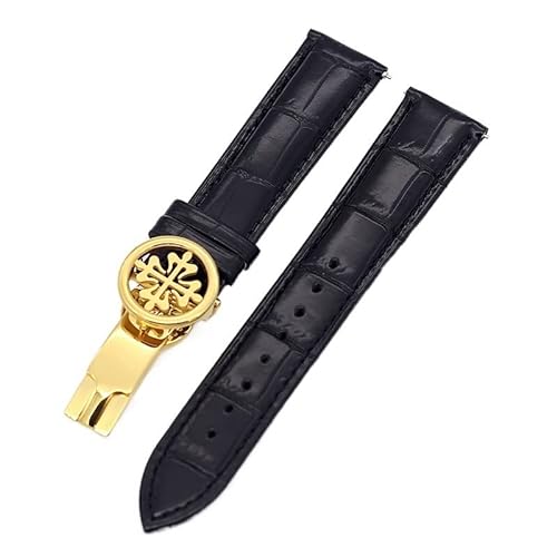 DAVNO Uhrenarmband aus echtem Leder, 19 mm, 20 mm, 22 mm, Uhrenarmband für Patek Philippe Wath Armbänder mit Edelstahl-Faltschließe, für Herren und Damen, 20 mm, Achat von DAVNO