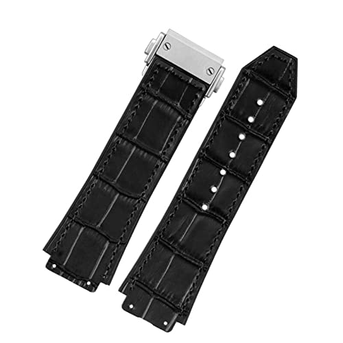 DAVNO Uhrenarmband für Hublot, 26 x 19 mm, geeignet für Big Bang Uhrenarmband, Ersatzteile, Edelstahl-Schnalle, Leder, Gummi, 26 x 19 mm, 26X19mm black clasp, Achat von DAVNO