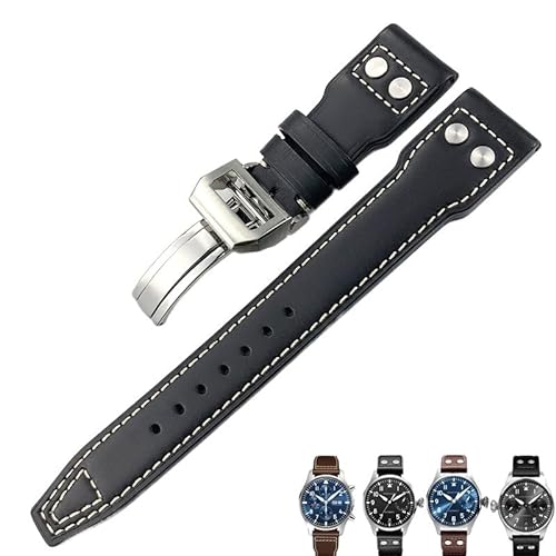 DAVNO Uhrenarmband für IWC Pilot Mark Portugieeser Portofino, 20 mm, 21 mm, 22 mm, italienisches Rindsleder, Schwarz / Blau / Braun, 20 mm, Achat von DAVNO