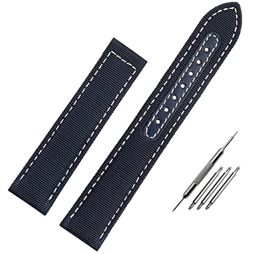 DAVNO Uhrenarmband für Omega Seamaster 300 AT150, Stoff, Leder, Nylon, Aqua Terra 150, 19 mm, 20 mm, Blau / Schwarz, 21 mm, Achat von DAVNO