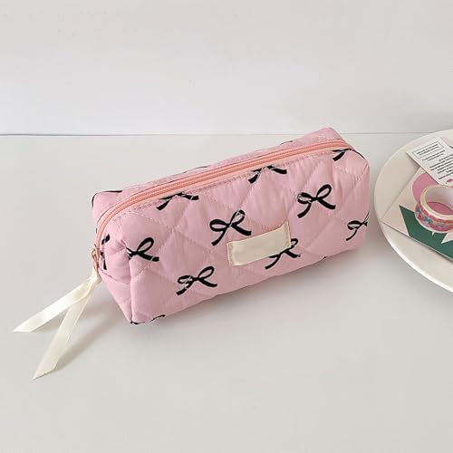DAWCBVJQ Federmäppchen Etui Mädchen, 19.5x7x9cm Federmäppchen Mit Schleife, Bleistiftbeutel Schule, Mäppchen Mit Schleifen, Aesthetic Mäppchen, Kosmetiktasche Mädchen Klein von DAWCBVJQ