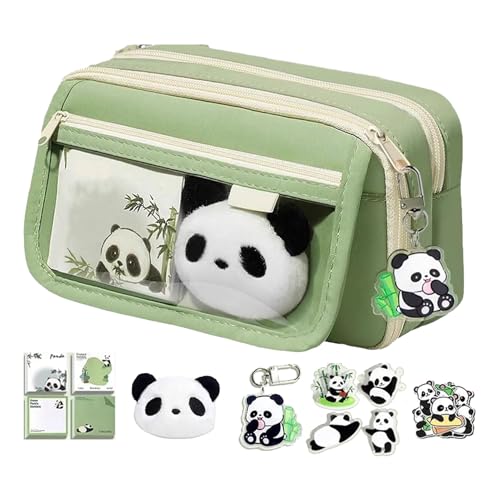 DAWCBVJQ Süßes Federmäppchen, 22x7.5x13cm Panda Federmäppchen, Panda Pencil Case, Pandas Mäppchen Mit Schlüsselanhänger Haftnotizen, Schulmäppchen, Geschenke Für Mädchen Jungens von DAWCBVJQ