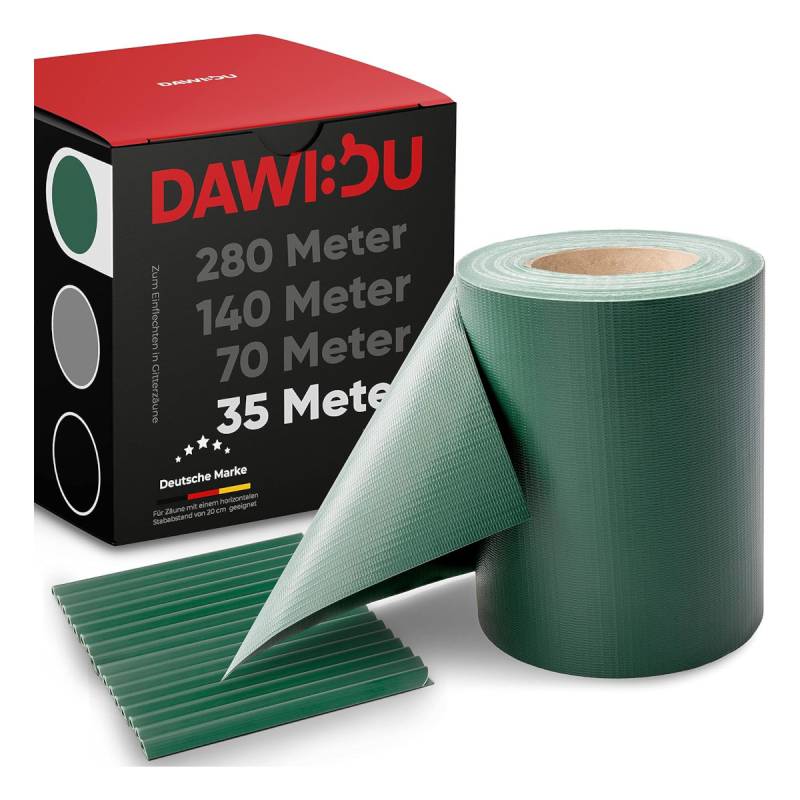 DAWIDU Sichtschutz Zaun Sichtschutzstreifen Doppelstabmatten 35 m x 19 cm Grün von DAWIDU