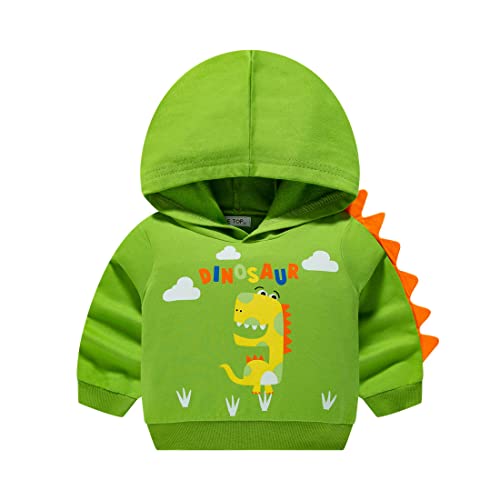 DAWILS Jungen Kapuzenpullover Dinosaurier Grün Baumwolle Kapuzenpulli Sweatshirt Für Kinder Warme Sportwear mit Kapuze Weihnachts Kapuzen Oberteil Baby Hoodies Pullover 4 Jahre Gr.104 von DAWILS