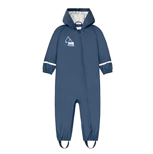 DAWILS Jungen Regenanzug Einteiler Kinder Wasserdicht Regenjacke 3 in 1 Kleinkinder Winddicht Regenmantel Atmungsaktiv Regenkleidung Softshelljacke Regenponcho für Wandern Navy 98/104 von DAWILS