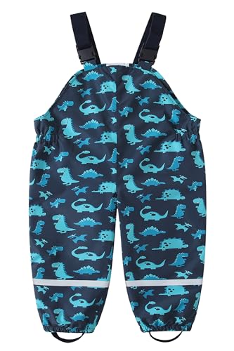 DAWILS Jungen Regenhose Mädchen Regenlatzhose Kinder Dinosaurier Wind- und wasserdichte Matschhose Baby Hosenträgern Buddelhose Regenlatzhose 5 Jahre von DAWILS