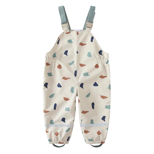 DAWILS Jungen Regenhose Mädchen Regenlatzhose Kinder Geometrische Muster Wind- und wasserdichte Matschhose Baby Hosenträgern Buddelhose Regenlatzhose 8 Jahre von DAWILS