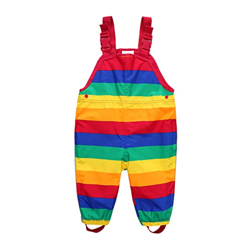 DAWILS Jungen Regenhose Mädchen Regenlatzhose Kinder Regenbogen Wind- und wasserdichte Matschhose Hosenträgern Buddelhose Regenlatzhose 5 Jahre von DAWILS