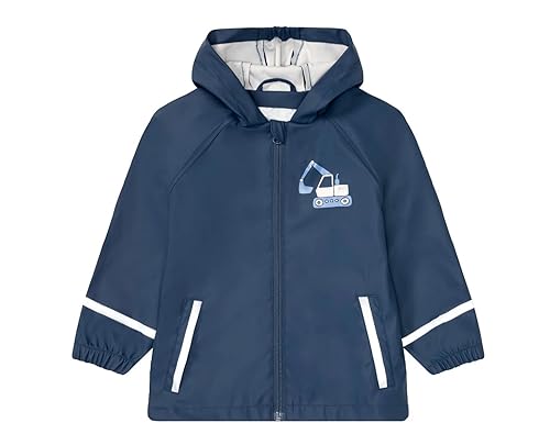 DAWILS Jungen Regenjacke Kinder Wasserdicht Jacke Regenmantel Unisex Bagger Winddicht Wanderjacke Outdoorjacke mit Kapuze 98-104 von DAWILS