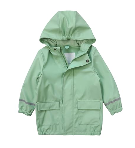 DAWILS Jungen Regenjacke Kinder Wasserdicht Jacke Regenmantel Unisex Grün Winddicht Wanderjacke Outdoorjacke mit Kapuze Lange 80 DAWILS Jungen Regenjacke Kinder Wasserdicht Jacke Regenmantel Unisex Grün Winddicht Wanderjacke Outdoorjacke mit Kapuze Lange 80 von DAWILS