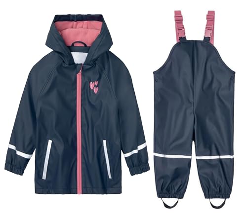 DAWILS Jungen Regenjacke Regenhose Kinder Zweiteiliger Regenanzug Set Mädchen Regenjacken Mäntel Baby Matsch Regenbekleidung Wind- und Wasserdicht Bekleidungsset, Fleece Gefüttert Wolken Regen 86-92 von DAWILS