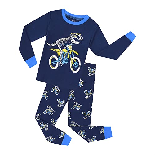 DAWILS Jungen Schlafanzug Dinosaurier Herbst Winter Pyjamas Set Kinder Dino Langarm Nachtwäsche 2 Stücke Bekleidung 122 von DAWILS