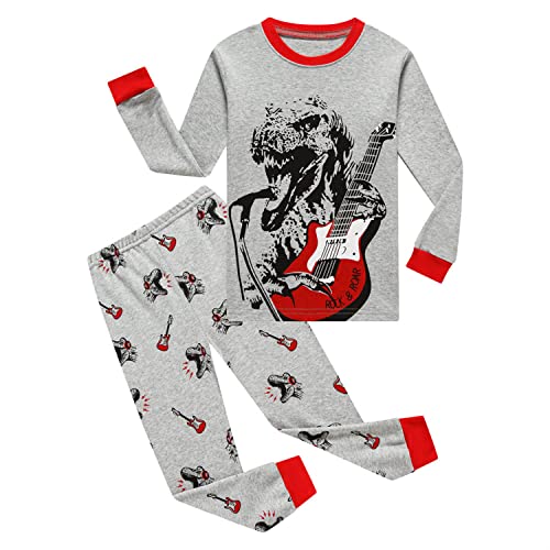 DAWILS Jungen Schlafanzug Lang Kinder Dinosaurier Baumwolle Pyjama Zweiteiliger Schlafanzug Langarm Shirt und Pyjamahose 152 von DAWILS