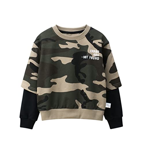 DAWILS Jungen Sweatshirt Camouflage Blau Baumwolle-Fleece Pullover Für Kinder Warme Dünne Sportwear Weihnachts Pullis Shirt Baby Jacke Oberteil 6 Jahre Gr.116 von DAWILS