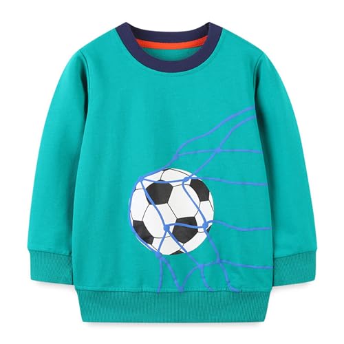 DAWILS Jungen Sweatshirt Fußball Blau Baumwolle-Fleece Pullover Für Kinder Warme Dünne Sportwear Weihnachts Pullis Shirt Baby Jacke Oberteil 4 Jahre Gr.104 von DAWILS