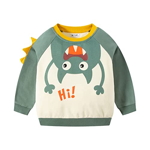 DAWILS Jungen Sweatshirt Monster Grün Baumwolle-Fleece Pullover Für Kinder Warme Dünne Sportwear Weihnachts Pullis Shirt Baby Jacke Oberteil 3 Jahre Gr.98 von DAWILS