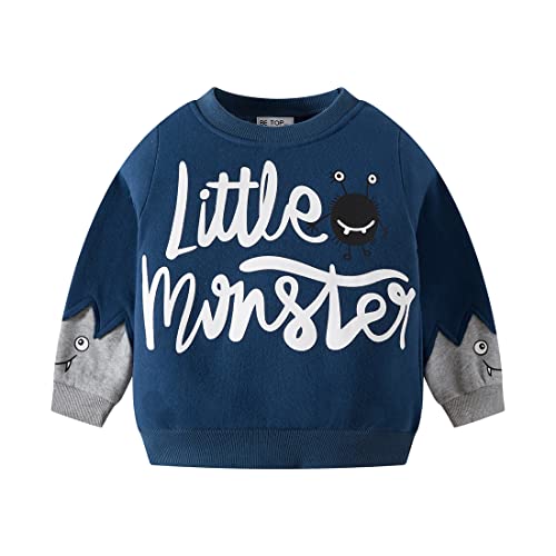 DAWILS Jungen Sweatshirt Monster Navy Blau Baumwolle-Fleece Pullover Für Kinder Warme Dünne Sportwear Weihnachts Pullis Shirt Baby Jacke Oberteil 5 Jahre Gr.110 von DAWILS