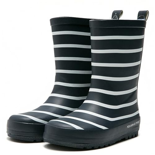 DAWILS Kinder Gummistiefel Mädchen Streifen Regenstiefel Jungen Regenschuhe Baby Wasserdichte Stiefel, 27 EU von DAWILS