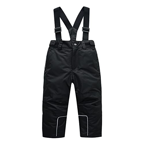 DAWILS Kinder Skihose Jungen Warm Schneehose Mädchen Winterhose Unisex Wasserdicht Winddicht Winter Snowboardhose Outdoorhose Wanderhose Schwarz 134 von DAWILS