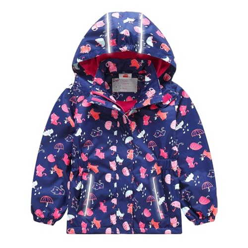 DAWILS Kinder Softshelljacken Wasserdicht Mädchen Fleecefütterung Katze Winterjacke Winddicht Regenjacke Wanderjacke Trekkingjacke Outdoorjacke 9-10 Jahre, Lila von DAWILS