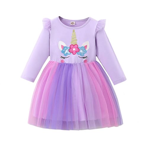 DAWILS Mädchen Kleid Tüll Festlich Hochzeit Elegant Prinzessin Kleidung Herbst Langarm Kürbisstreifen Orange Tütü Baby Partykleid Ballettkleid Geburtstag Tutu Kleider 3 Jahre von DAWILS