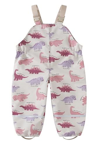 DAWILS Mädchen Regenhose Jungen Regenlatzhose Kinder Dinosaurier Wind- und wasserdichte Matschhose Baby Hosenträgern Buddelhose Regenlatzhose 8 Jahre von DAWILS