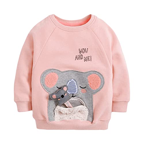 DAWILS Mädchen Sweatshirt Koala Rosa Baumwolle-Fleece Pullover Für Kinder Warme Dünne Sportwear Weihnachts Pullis Shirt Baby Jacke Oberteil 5 Jahre Gr.110 von DAWILS