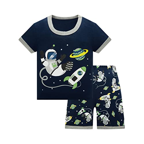 DAWILS Pyjama Jungen Kurz Baumwolle Sommer Rakete Astronaut Weltraum Schlafanzüge Zweiteiliger Nachtwäsche 8 Jahre von DAWILS