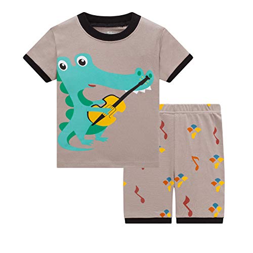 DAWILS Schlafanzug Jungen Kurz Kinder Krokodil Zweiteiliger Pyjama Nachtwäsche 104 von DAWILS