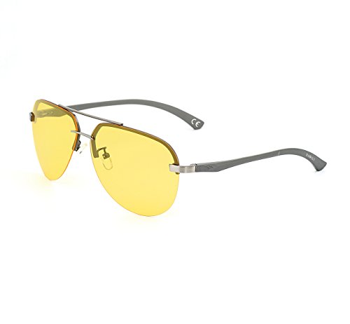 DAWILS Unisex Polarisierte Sonnenbrille Herren und Damen UV400 Schutz Verspiegelt Pilotenbrille Gelb Objektiv Nachtfahrbrille Fahrer Glasses von DAWILS