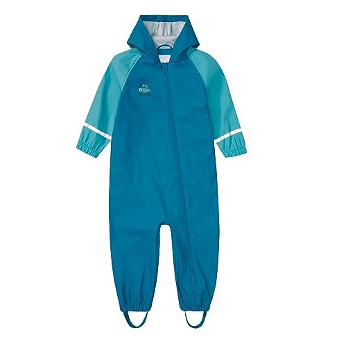 Jungen Regenanzug Einteiler Kinder Wasserdicht Regenjacke 3 in 1 Kleinkinder Winddicht Regenmantel Atmungsaktiv Regenkleidung Softshelljacke Regenponcho für Trekking Blau 110/116 von DAWILS