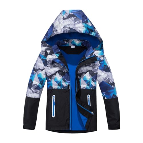 Kinder Softshelljacken Wasserdicht Jacke Jungen Gefüttert Regenmantel Wolken Blau Winterjacke Kleinkind Winddicht Regenjacke Wandern Outdoor Windjacke Skijacke 158/164 von DAWILS