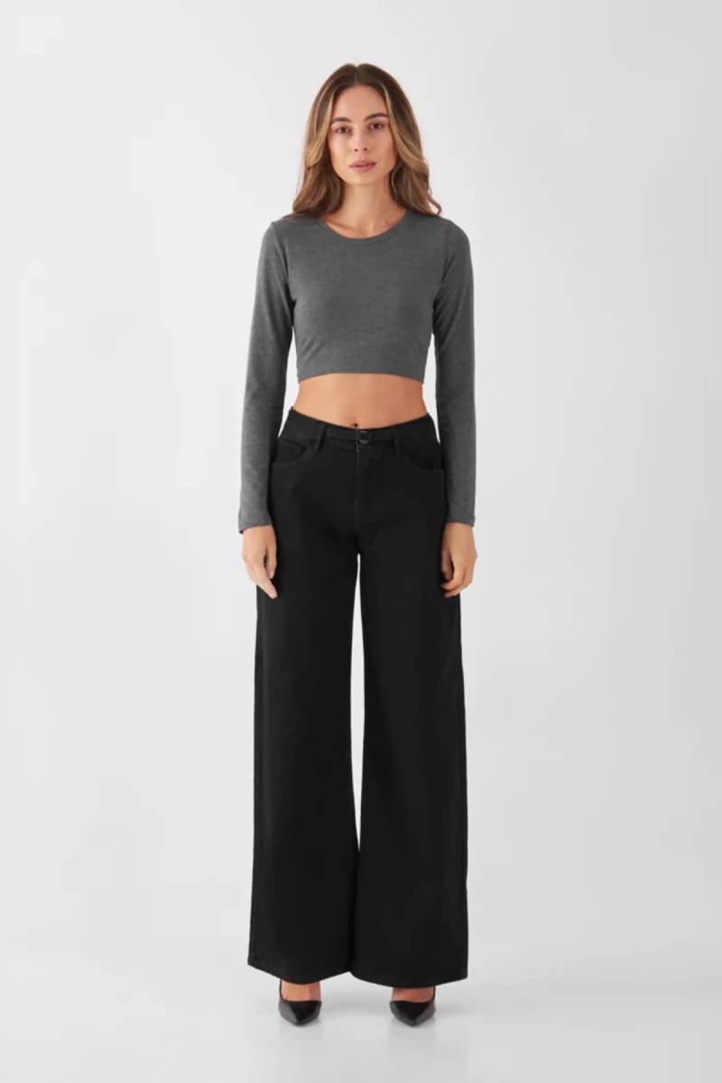 Jeans Sunny Wide Leg Minimal Stretch Black von DAWN