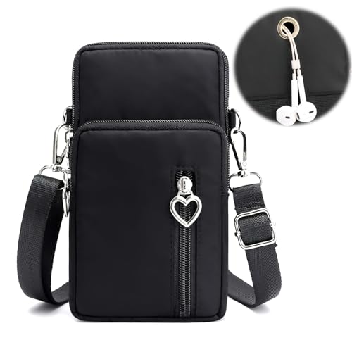 DAWRIS Crossbody-Tasche für Damen, Crossbody-Tasche mit verstellbarem Riemen, Diebstahlschutz, Crossbody-Tasche mit mehreren Fächern, Reisepasstasche, schwarz, kleine Handtasche, Handygeldbörse für von DAWRIS