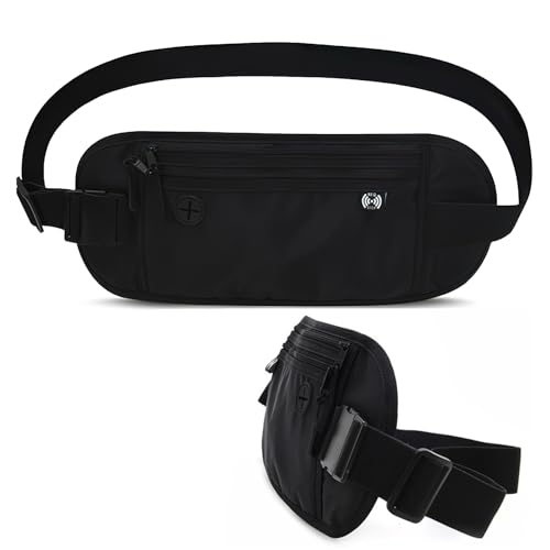 DAWRIS Sicherer Reise-Geldgürtel, versteckt, RFID-blockierend, Reisebrieftasche, Diebstahlschutz, Reisepasshülle für Männer und Frauen, Schwarz , RFID-blockierende Reisebrieftasche von DAWRIS