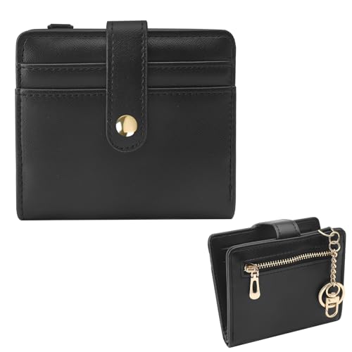DAWRIS Geldbörse Damen Klein Leder, Slim Wallet Viele Fächer Mini Portemonnaie Damen Kreditkartenhalter mit Schlüsselanhänger Kartenetui Damen Geldbörse Klein mit Reißverschluss Münzbörsen für Damen von DAWRIS