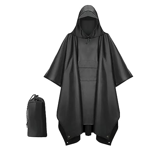 DAWRIS Wasserdichter Poncho Erwachsene, Festival Poncho Wasserdicht Erwachsene, Wiederverwendbarer Leichter Regenponcho Erwachsene Wasserdicht mit Kordelzug Kapuze, Regen Mac In Einer Tasche für von DAWRIS