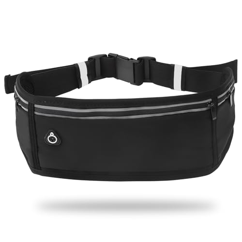 Laufgürtel für Handy,Running Belt mit 3 Taschen Lauftasche Jogging,Sport Bauchtasche Damen Nicht Verschieben Handytasche Joggen zum Radfahren,Fitness,Spazierengehen (Schwarz) von DAWRIS